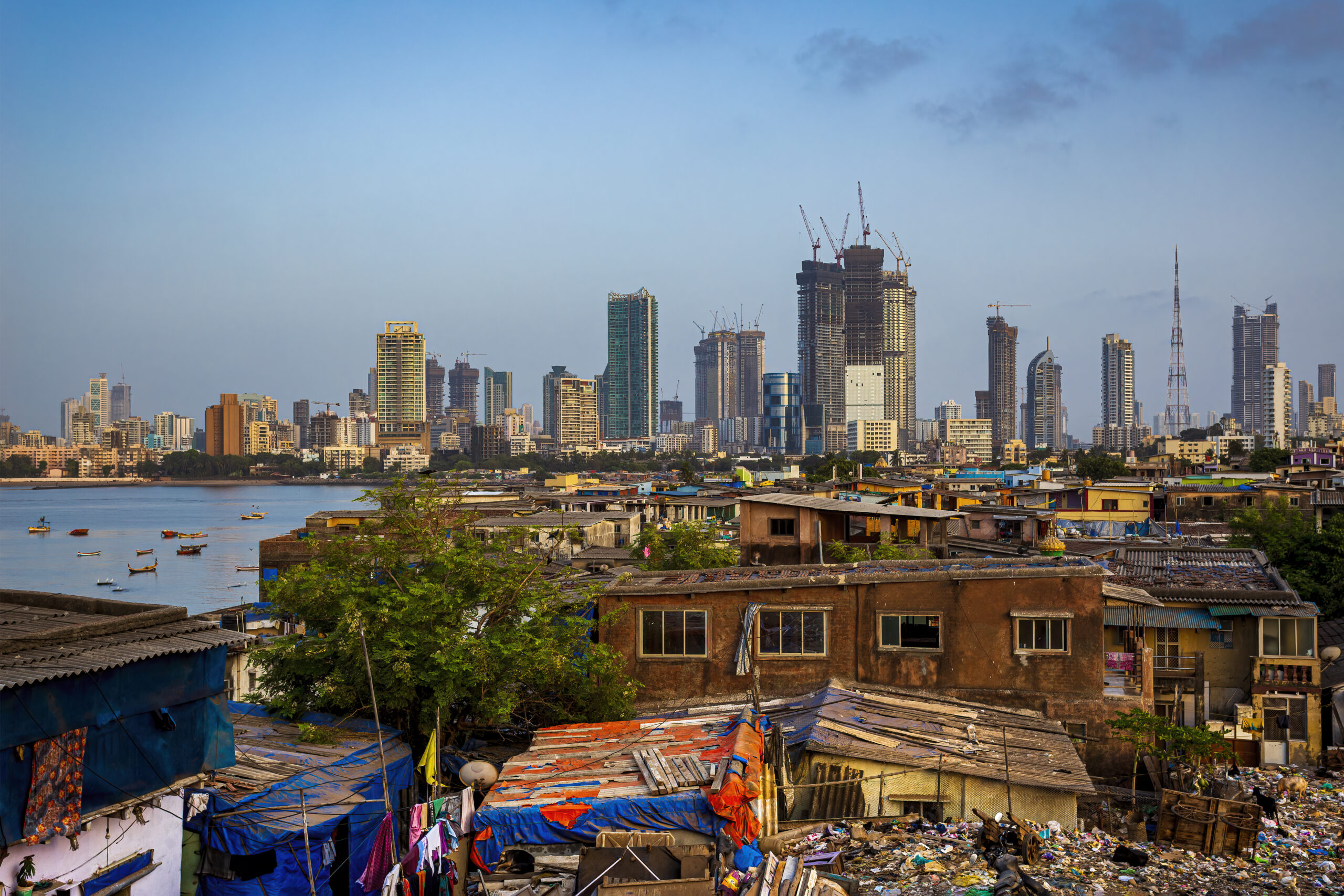 Mumbai economy with skyscrapers in the distance
