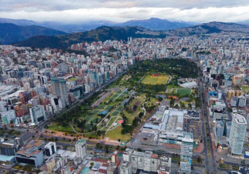 An aerial view of Quito, Ecuador