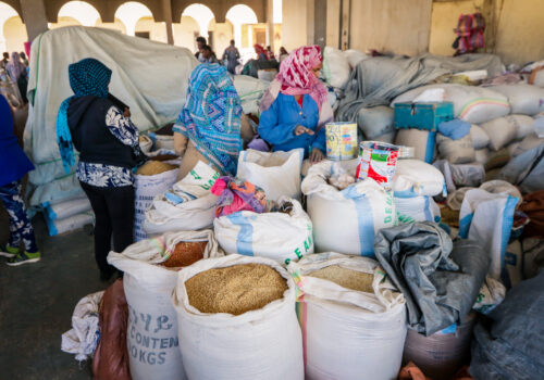 Grain market in Africa with sellers