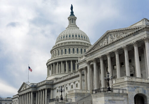 United States Capitol on a cloudy day