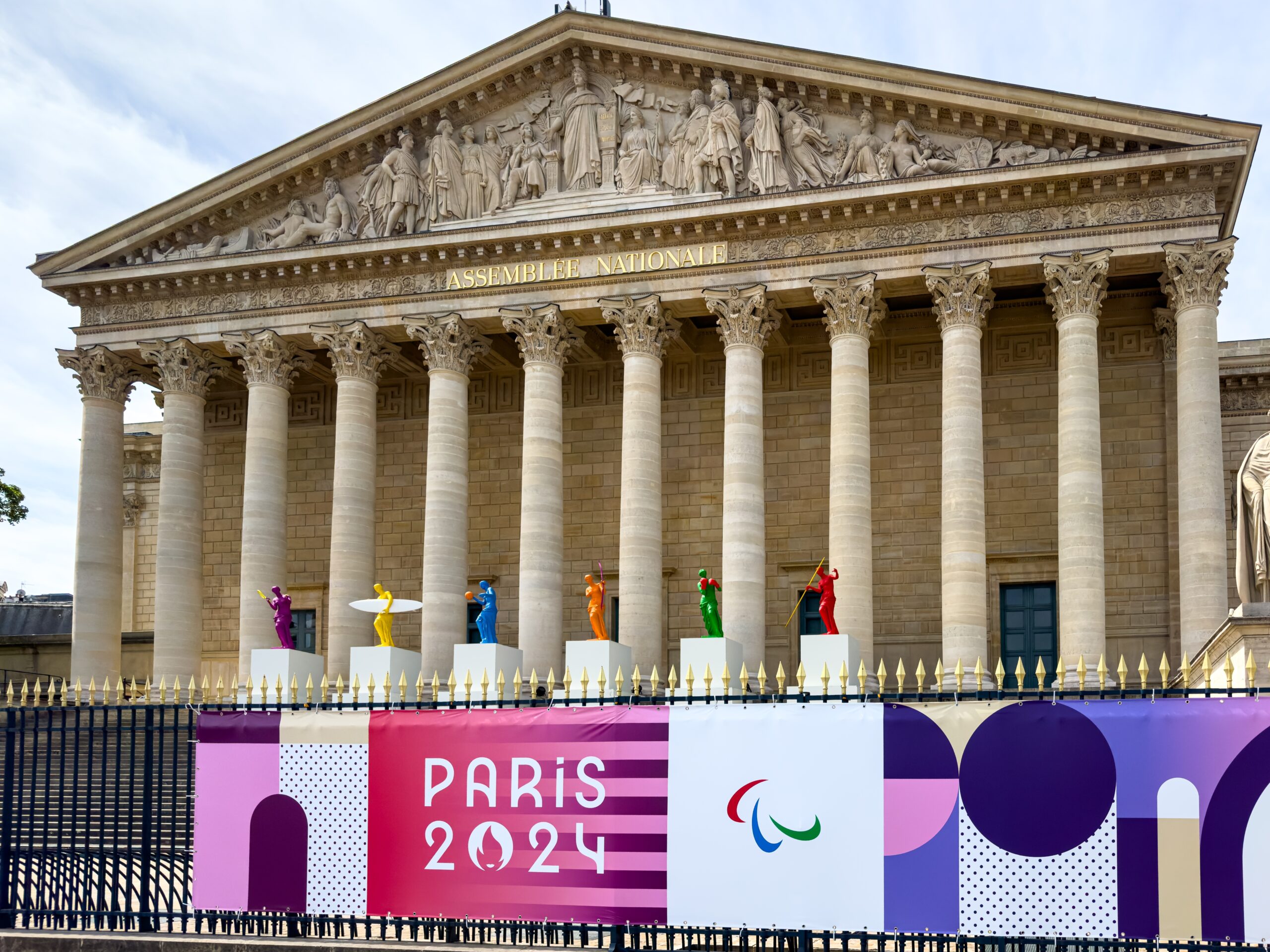 French National Assembly with Olympic statues