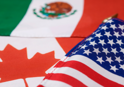 Photo of the flags of Mexico, Canada, and the United States by mstahlphoto from Getty Images Signature