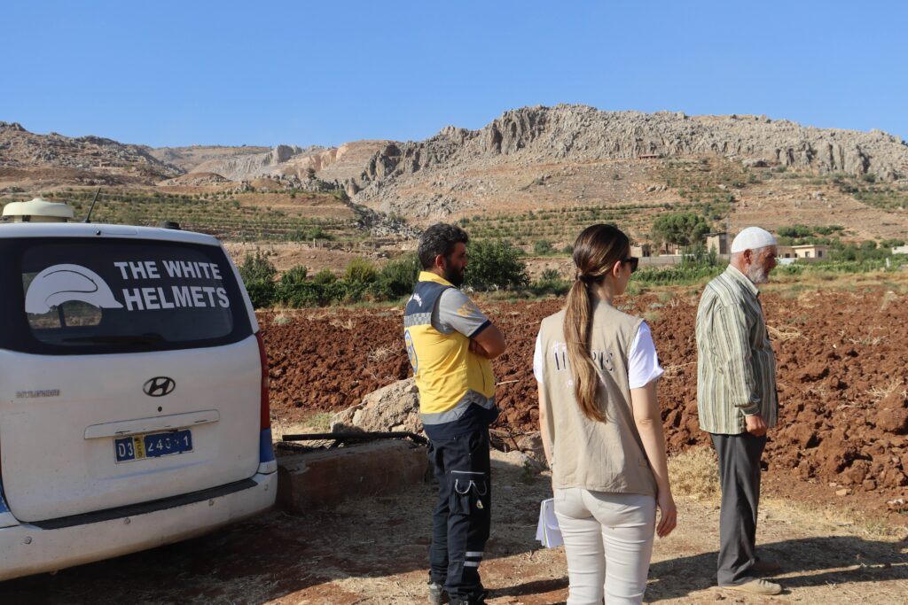 Author Tara Kangarlou with the White Helmets on a recent visit to Syria. Credit: Tara Kangarlou