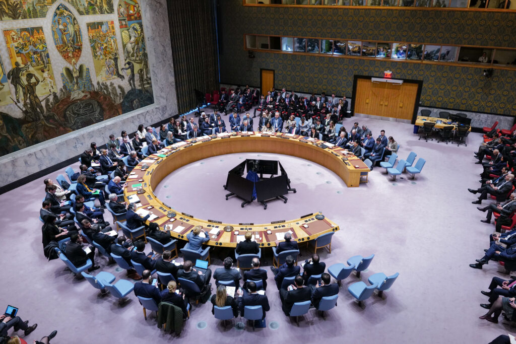 General view of the United Nations Security Council meeting on the situation in the Middle East at the UN headquarters on February 28, 2026, in New York City. (Wang Fan/China News Service/VCG via Reuters Connect)