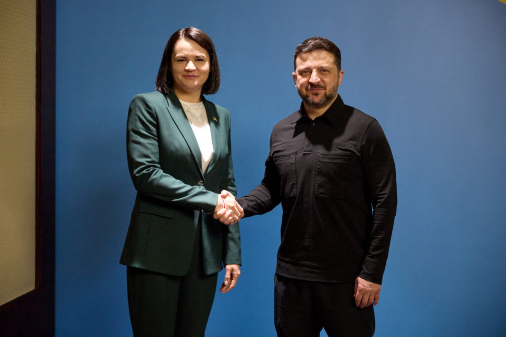 Kyiv hosts Belarus opposition leader as Moscow drags Minsk closer to war