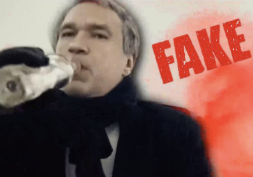 A crude deepfake depicts opposition activist Pavel Latushka as a drunk individual climbing in and out of a car trunk, before calling on citizens to make a “sober decision” to support Lukashenka’s referendum. “FAKE” stamp added by the DFRLab.