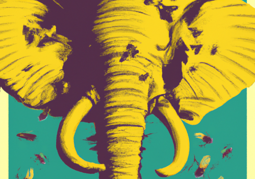 generative art rendering of a swarm of bees surrounding the face of an elephant